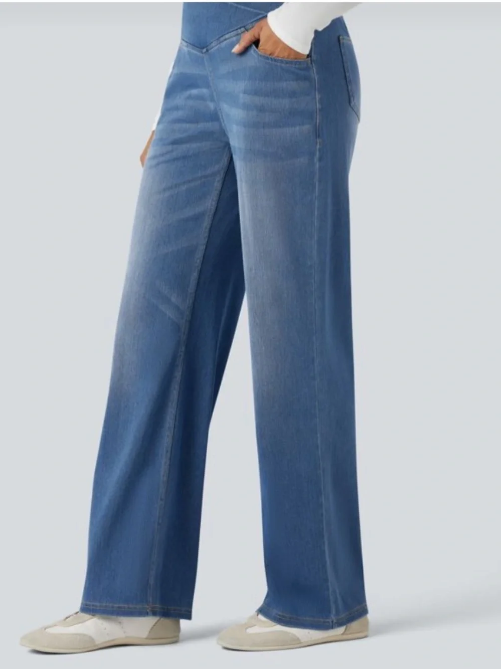 Halara Flex Denim High-Waist Straight Leg Jeans - medium Blue H3